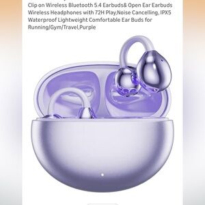 Wireless clip on Earphones in Shimmering purple